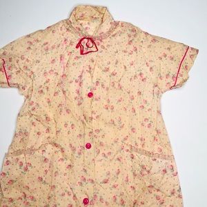 Antique 1920s Dream Wear Duster Rose Deco Detailing, Great Condition for Age, M